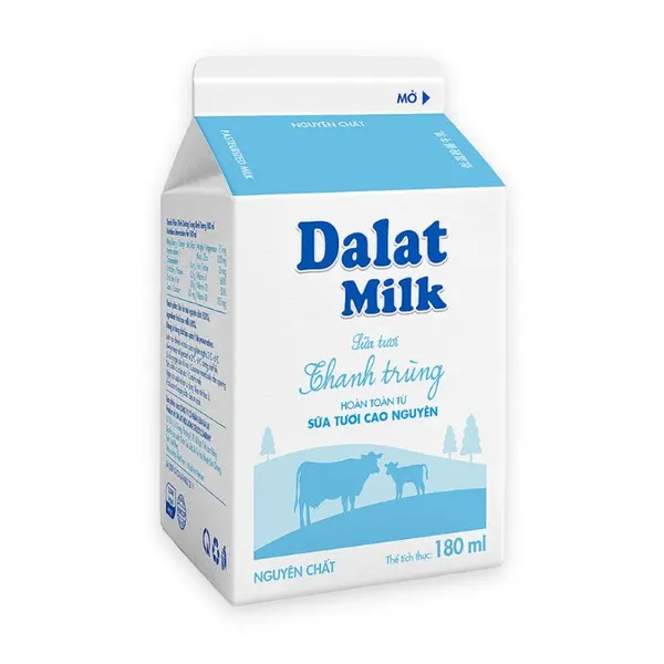 Sữa tươi thanh trùng Đà Lạt Milk hộp 180ml