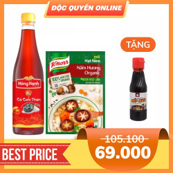 Combo nêm nấu: Hạt nêm nấm hương organic Knorr 380g và Nước mắm cá cơm 10N Hồng Hạnh chai 900ml