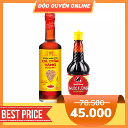Combo nước mắm cá cơm ruột đỏ Làng Chài Xưa 500ml và nước tương Nam Dương thượng hạng 210ml