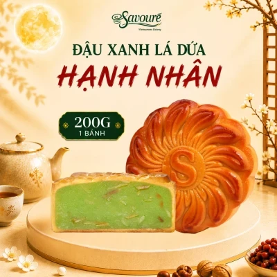 Bánh trung thu Savouré vị đậu xanh lá dứa hạnh nhân 200g