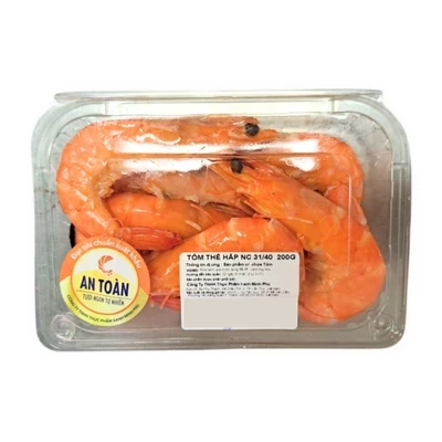 Tôm thẻ hấp nguyên con 31/40 hộp 200g