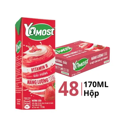 Thùng 48 hộp sữa chua uống Yomost vị dâu 170ml