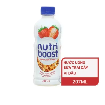 Nước uống sữa trái cây vị dâu Nutri Boost chai 297ml