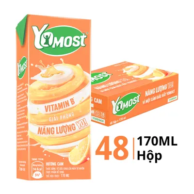Thùng 48 hộp sữa chua uống Yomost vị cam 170ml
