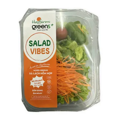 Salad hỗn hợp rau xanh Global Gap Dalat Hasfarm hộp 150g (đã rửa sạch)