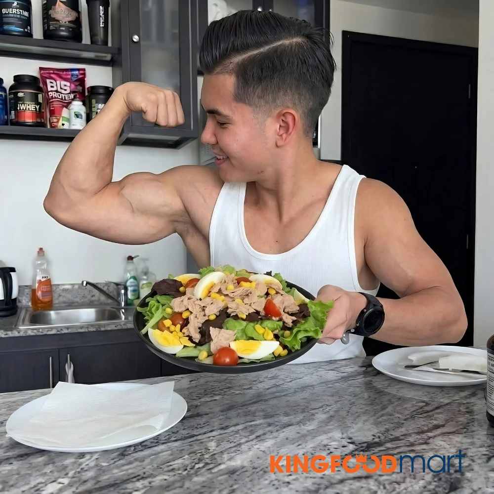 Cá ngừ tốt cho người tập gym, protein cao, calo thấp, phù hợp chế độ ăn tăng cơ giảm mỡ.