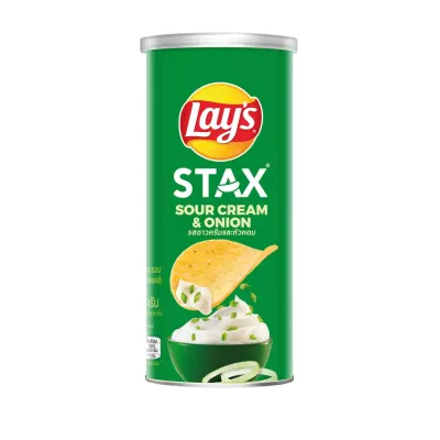 Khoai tây miếng vị kem chua và hành tây Lay's Stax hộp 65g