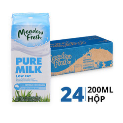 Thùng sữa tươi tiệt trùng ít béo Meadow Fresh 200ml (24 Hộp)
