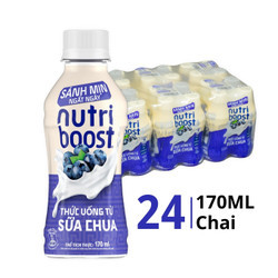 Thùng nước uống từ sữa chua vị việt quất Nutri Boost chai 170ml (24 Chai)