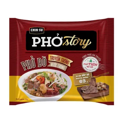 Phở bò truyền thống nước trong có thịt thật phở Story Chinsu gói 134g