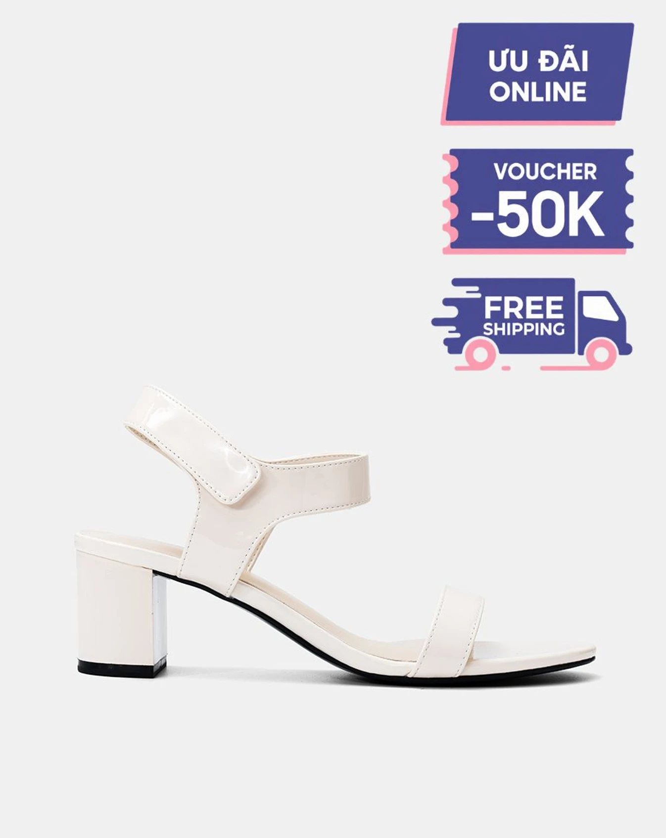 Giày Sandal Gót Trụ Quai Ngang Basic - Image 2