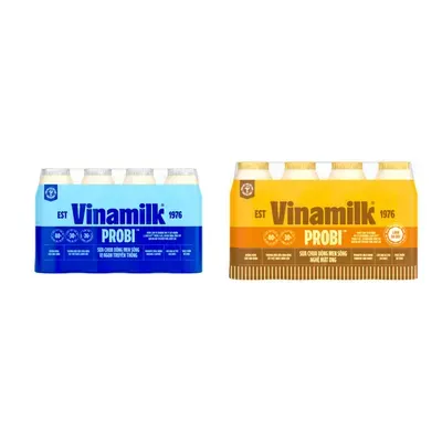 Combo Lốc 4 chai sữa chua uống Probi Vinamilk có đường + Lốc 4 chai sữa chua uống Vinamilk Probi nghệ mật ong
