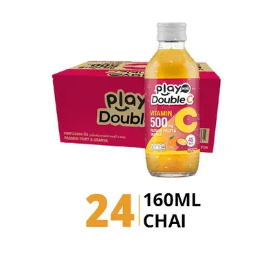 Thùng 24 chai nước giải khát PlayMore Double C vị chanh dây và cam 160ml
