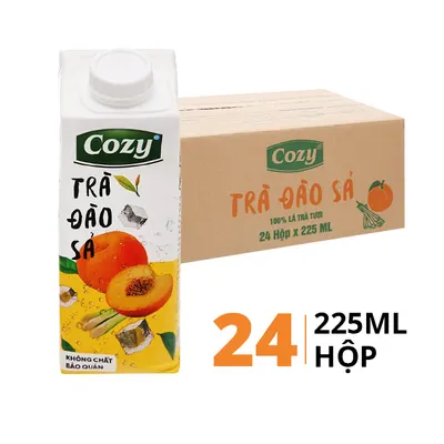 Thùng 24 hộp trà đào sả Cozy 225ml