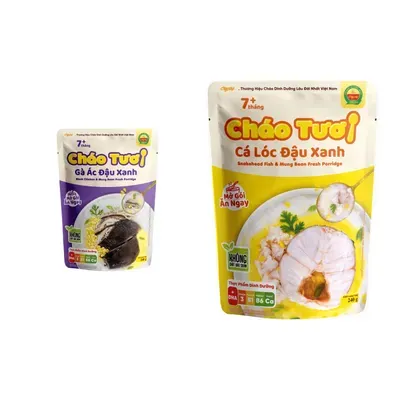 Combo Cháo tươi gà ác đậu xanh Cây Thị gói 240g (1 Gói) + Cháo tươi cá lóc đậu xanh Cây Thị gói 240g