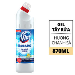 Gel tẩy bồn cầu và nhà tắm trắng sáng mùi dịu nhẹ hương chanh sả VIM chai 870ml
