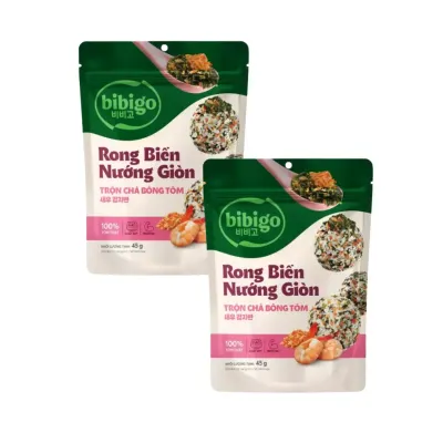 Combo 2 gói rong biển nướng giòn Bibigo trộn chà bông tôm 45g