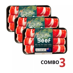 Combo 3 gói ba chỉ bò ngũ cốc Úc đông lạnh Freshfoco gói 200g