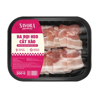 Ba chỉ heo nhập khẩu cắt xào Freshfoco khay 200g