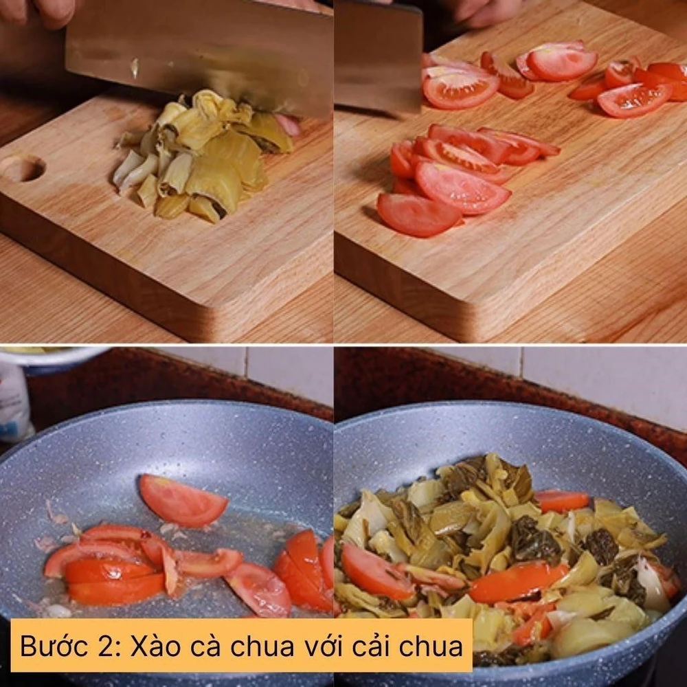 xào cà chua với cải chua