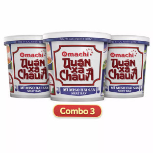 Combo 3 Quán Xá Châu Á mì tươi Miso hải sản Nhật Bản Omachi hộp 96g (3 Hộp)