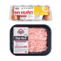 Combo 1 Khay Thịt Xay Meatmaster 400g & Vỉ Trứng gà size XL Ba Huân 10 quả
