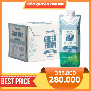 Thùng sữa tươi tiệt trùng Green Farm cao đạm ít béo Vinamilk hộp 250ml (12 Hộp)