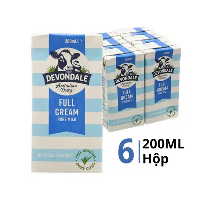 Lốc 6 hộp sữa nguyên kem Devondale 200ml