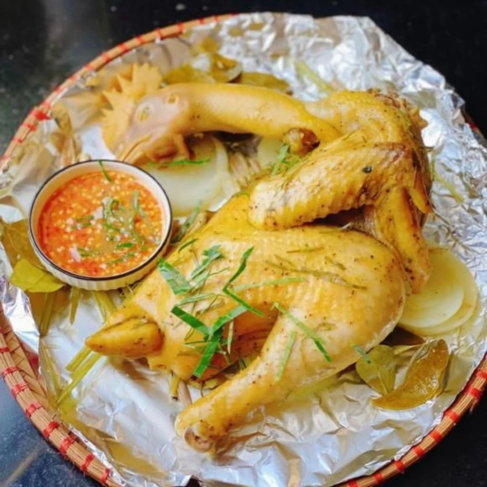 Gà hấp mía