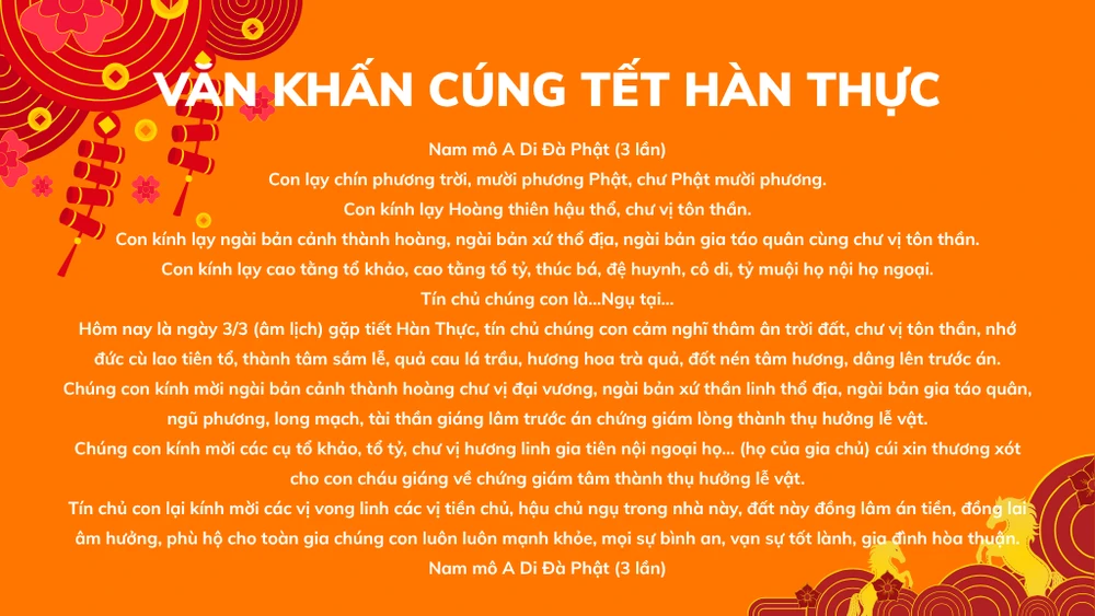 Bài văn khấn cúng Tết Hàn thực 2026.