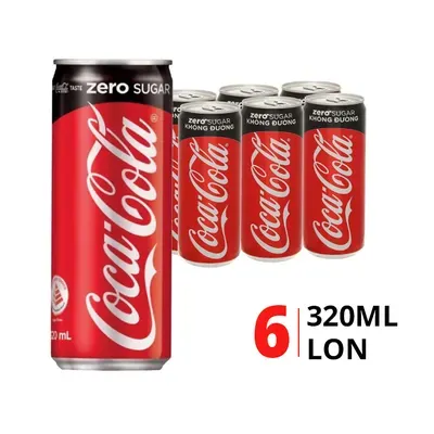Lốc 6 lon nước ngọt CocaCola không đường 320ml
