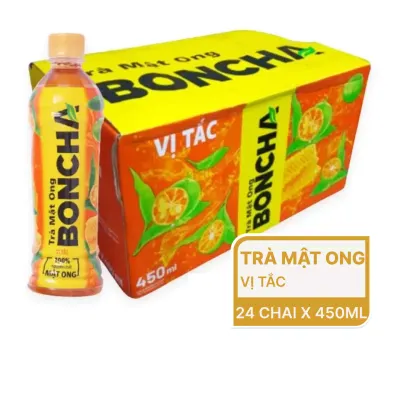 Thùng 24 chai trà mật ong Boncha vị tắc 450ml