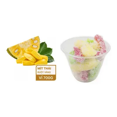 Combo Mít giống Thái cắt miếng vỉ 750g + Bánh tằm khoai mì Ngon Ngon ly 200g