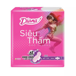Băng vệ sinh maxi siêu thấm có cánh Diana gói 8 miếng