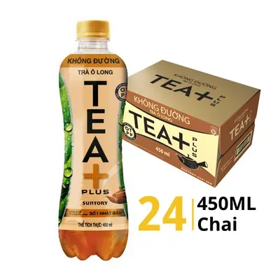 Thùng 24 chai trà oolong Oolong Tea+ không đường 450ml