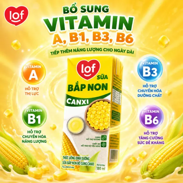 Lốc 4 hộp sữa bắp non canxi Lof 180ml