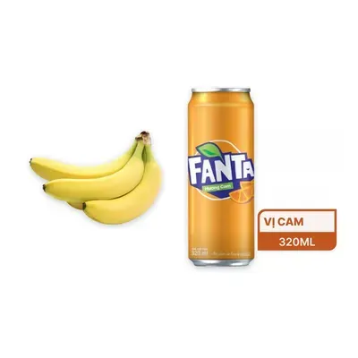 Combo Chuối già giống Nam Mỹ nhánh 1.1Kg (1 nhánh) + Nước ngọt Fanta vị cam lon 320ml