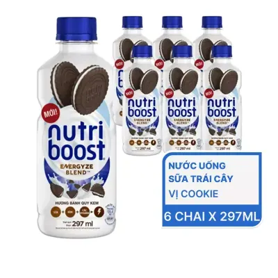 Lốc 6 chai nước sữa trái cây Nutri Boost vị dâu 297ml