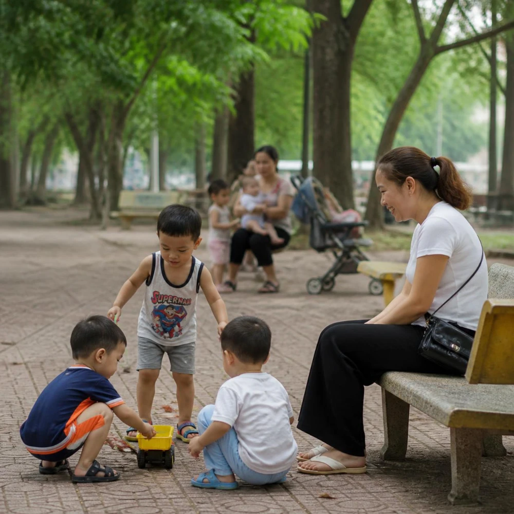 Bảo hiểm tai nạn giúp mẹ đơn thân an tâm hơn khi con vui chơi hằng ngày. (Ảnh được tạo bởi AI)