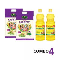 Combo 2 bao gạo ST25+ 5kg và 2 chai dầu Tường An 1L