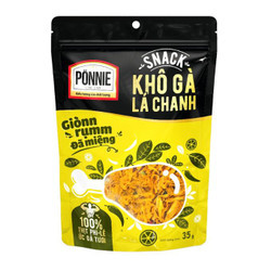 Snack khô gà lá chanh Ponnie gói 35g (1 Gói)
