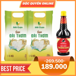 Combo 2 túi gạo Gạo Đài thơm 5kg x 2 và Nước tương thượng hạng Nam Dương 210ml