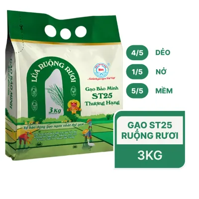 Gạo ST25 ruộng rươi Bảo Minh túi 3kg