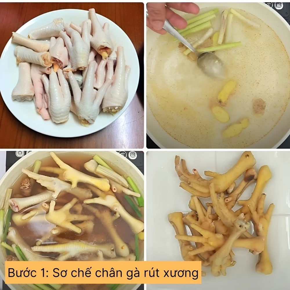 sơ chế chân gà rút xương