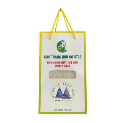 Gạo ST25 hữu cơ Ông Cua hộp 2kg