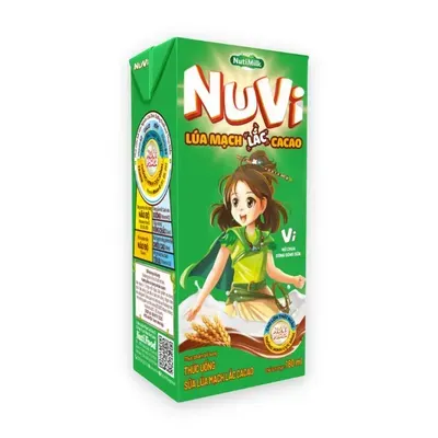 Thức uống sữa lúa mạch lắc cacao Nuvi hộp 180ml