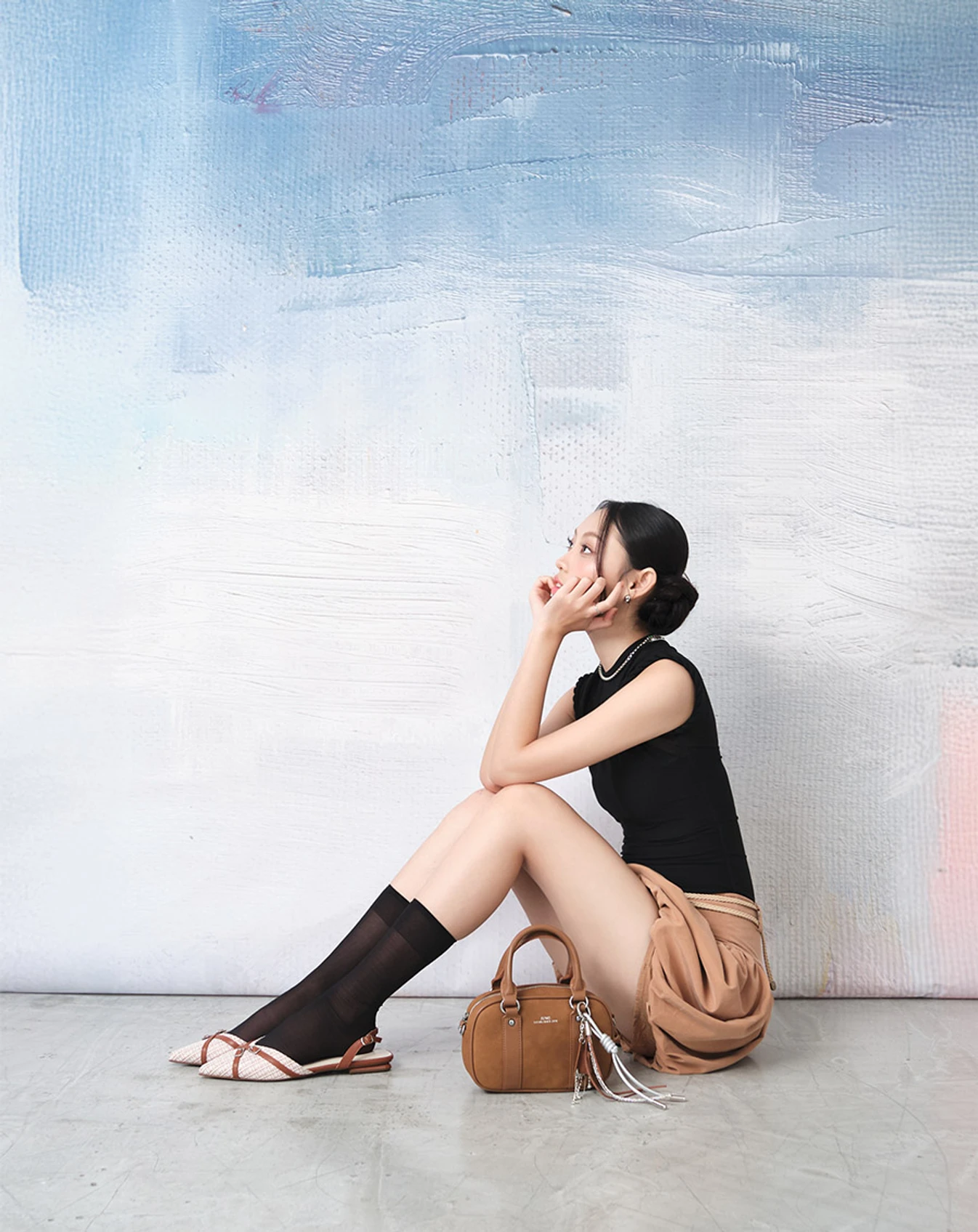 Giày Búp Bê Phối Vải Đan - Image 3