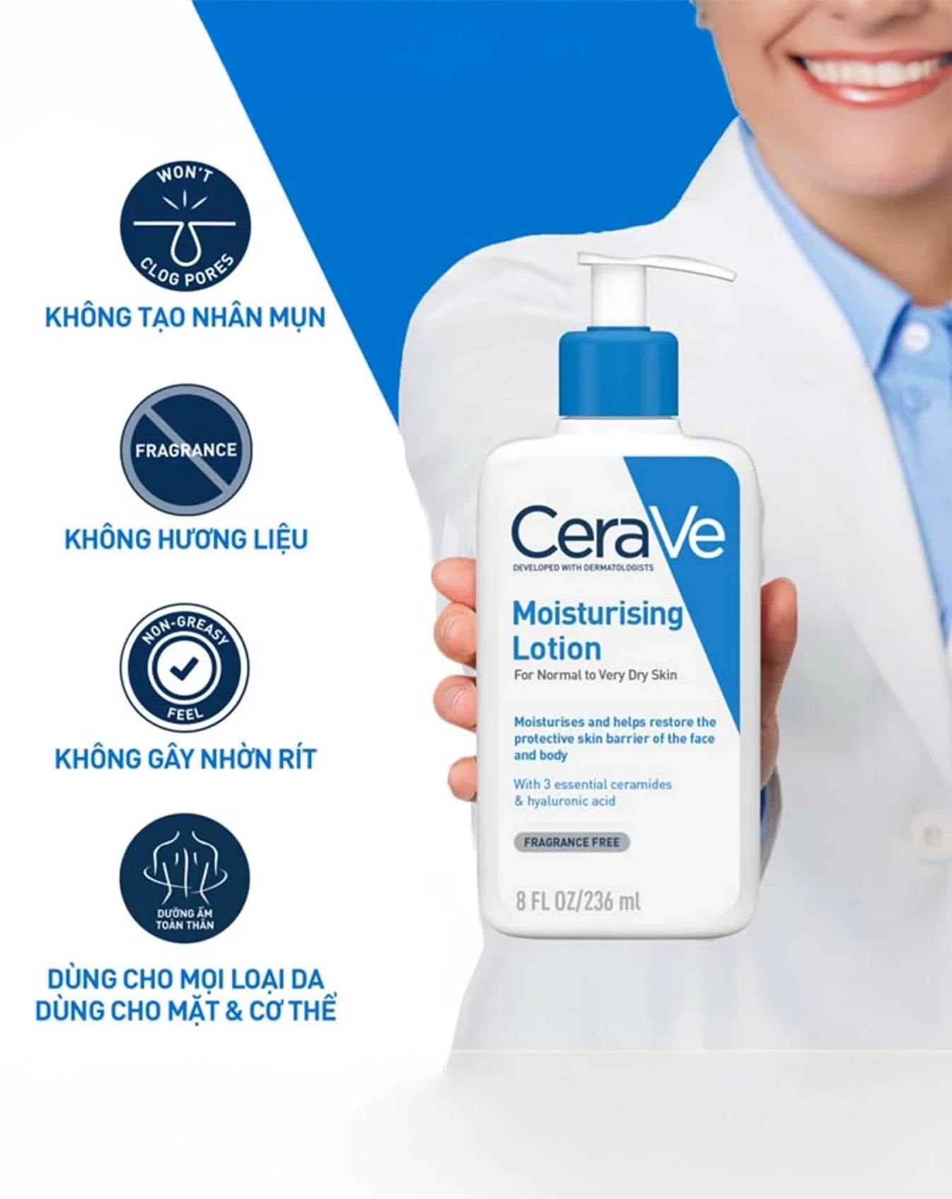 Sữa Dưỡng Ẩm Cerave Moisturising Lotion Cho Da Thường Đến Khô 236ml KDD029 - Image 2