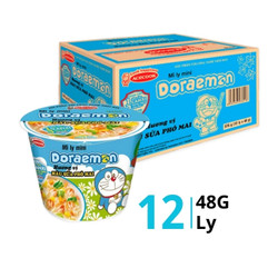 Thùng mì Doraemon hàu sữa phô mai mini Acecook ly 48g (12 Ly)
