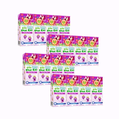 Combo 4 lốc sữa trái cây Kun hương nho hộp 180ml